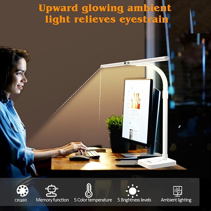 AKRRYR Led Desk Lamp for Home Office, 24W Bright Eye-Caring Desk Light - Image 7