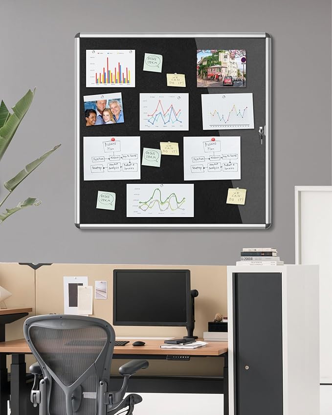Mifuro 38"x38" Enclosed Bulletin Board, Lockable Weather-Resistant Aluminum - Image 2