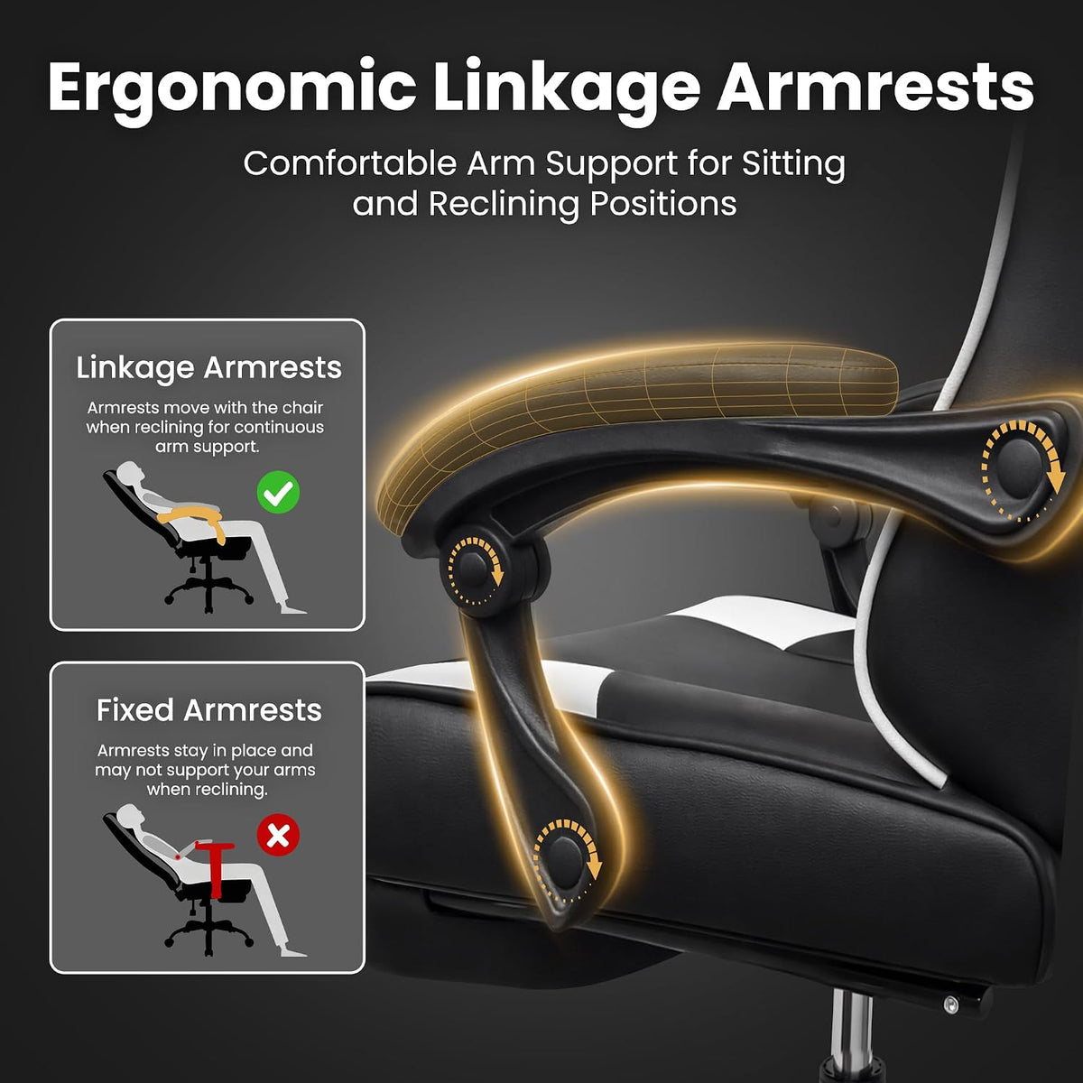 Gaming Chair for Adults with Footrest,Upgraded Ergonomic Chair,Black