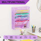 GDINDINFAN Hanging Wall File Organizer 6 Tier Wall Mounted Mail Paper Folder - Image 6