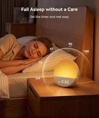 dreamegg sunrise alarm clock, natural wake up light on a desk or shelf