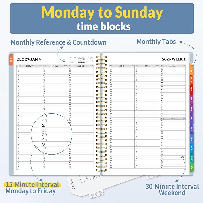 SUNEE 2026 Appointment Book, Quarter-Hourly, Weekly & Monthly - Image 2