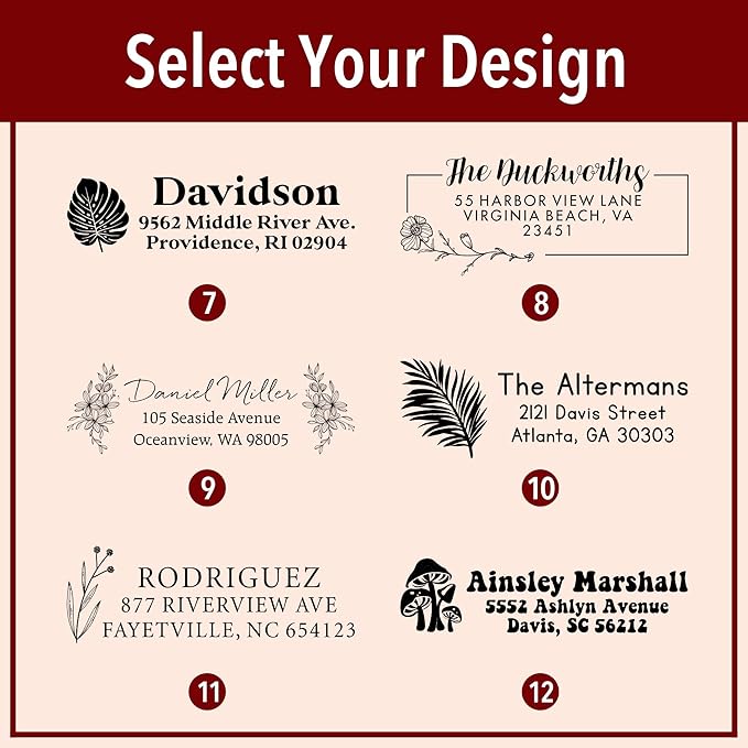 Custom Floral Address Stamp | Choose from 12 Designs | Multiple Ink Color - Image 8