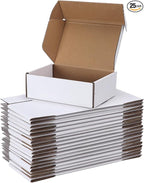 PHAREGE 6x4x2 inch Shipping Boxes Bulk 25 Pack White, Tab Lock Tuck Top Mailer by PHAREGE