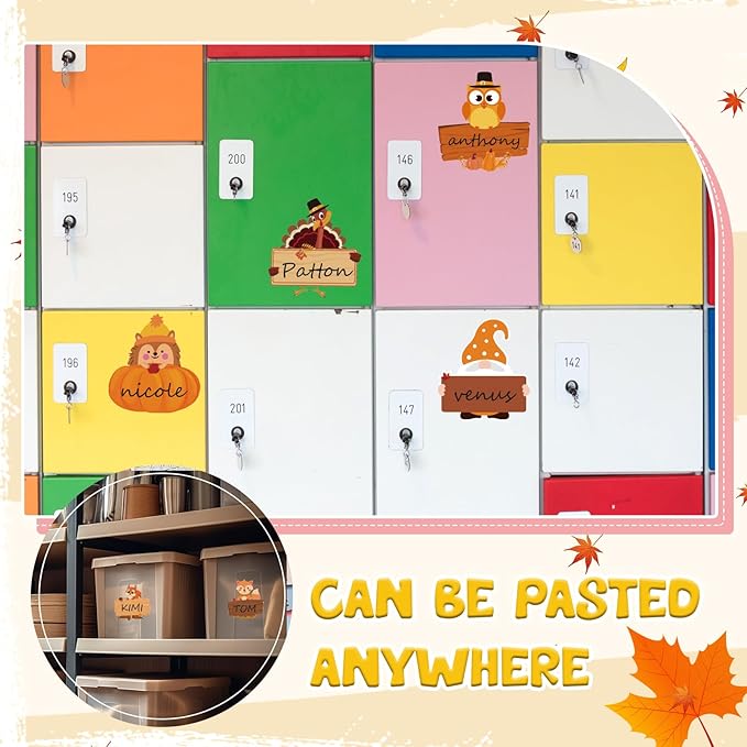 Henoyso 108 Pcs Fall Thanksgiving Themed Name Tags Labels Autumn Classroom - Image 5