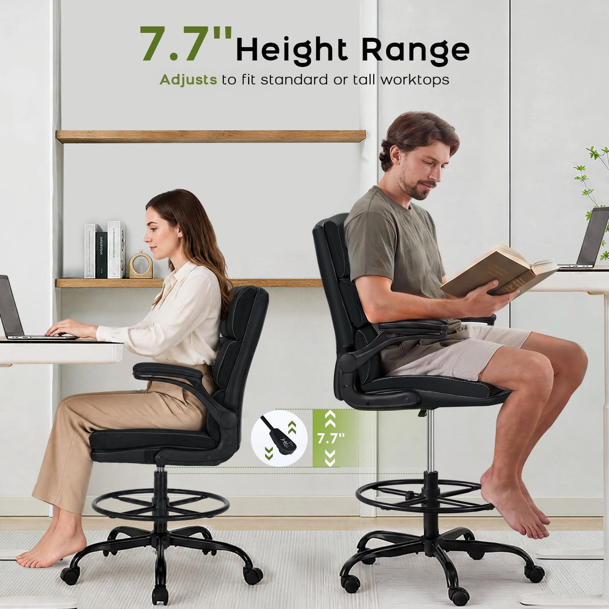 amseatec Tall Drafting Chair for Standing Desk,Executive Office Chair