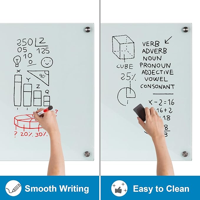 Glass Dry Erase Board, 48 x 36 Inches Magnetic Glass Whiteboard - Image 3