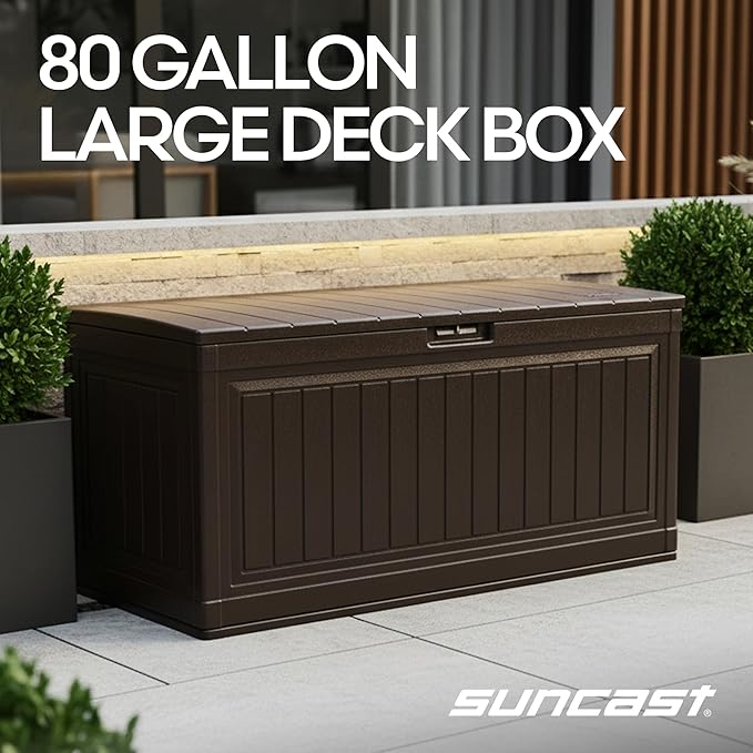 Suncast 80-Gal. Waterproof Resin Large Outdoor Patio Deck Box - Image 2