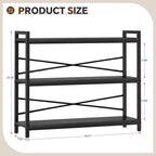 3 Tier Bookshelf 39.37" Width, Dorm Desk Hutch, Desk Shelf, Long Industrial - Image 3