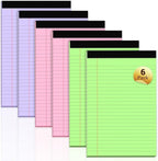 Legal Pads 5x8 Inch, 6 Pack, Narrow Ruled, 5x8 Colored Legal Pad, Mini by NotePads