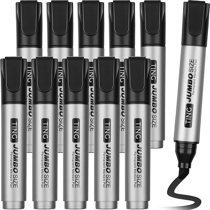 Fuutreo 10 Pack Jumbo Permanent Markers Bulk Large Chisel Tip Permanent Markers by Fuutreo