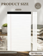 Note Pads 8.5 x 14 Wide Ruled, 4 Pack Legal Pads 8.5 x 14 White Paper Pads - Image 2