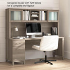 Bush Home 72-Inch Desk Hutch, Office Storage Organizer with Shelves, Cubbies and Frosted Glass Doors for Computer Desk, Home Office Furniture, Somerset Collection, Ash Gray