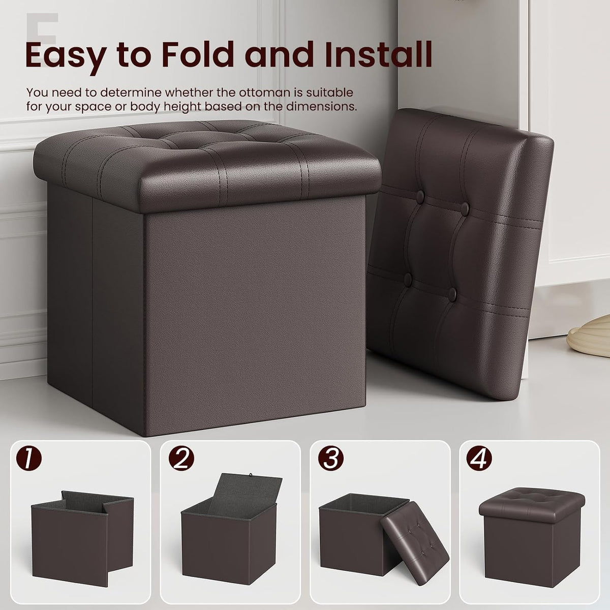 YOUDENOVA Storage Ottoman, Small Ottoman Foot Rest, Ottoman with Storage