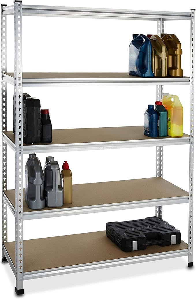 Amazon Basics 5 tier, Medium Duty Storage Shelving Double Post Press Board Shelf - Image 3