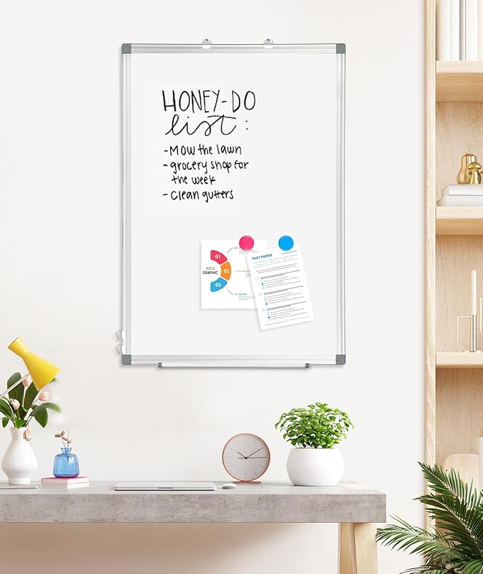 AMUSIGHT 2 Pack Double-Sided Magnetic Whiteboard, Aluminum Frame White Board - Image 8