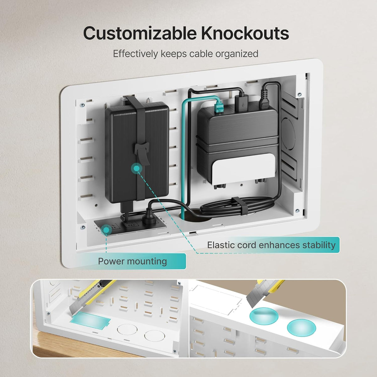 PEGZONE 9" in-Wall Media Box Recessed Outlet Cable Management Kit