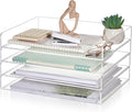 Harloon 4 Tier Acrylic Paper Tray 13 x 10 x 1.7 Inches Stackable Letter Clear by Muasung