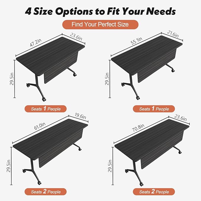 Goakwwuz Conference Room Table, Folding Conference Tables, Thicken Grey Tabletop - Image 2