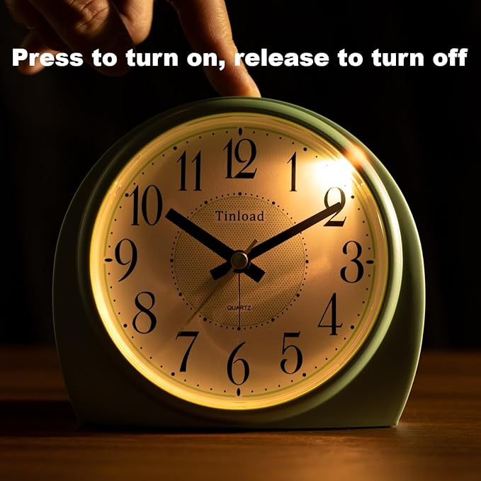 Tinload 5.5" Large Analog Alarm Clock Silent Non Ticking, Gentle Wake, Beep - Image 5