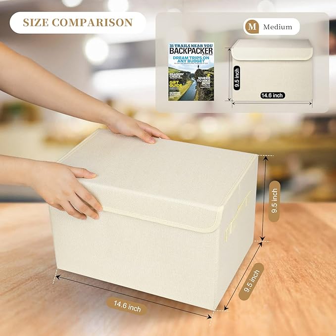 Bagnizer Large 22 Quart Linen Fabric Foldable Storage Bin Cube Organizer Basket - Image 4