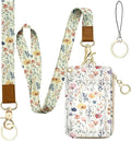 bolimoss 2-in-1 ID Badge Holder & Lanyard Wallet, Cute Florals Leather ID Badge by BOLIMOSS