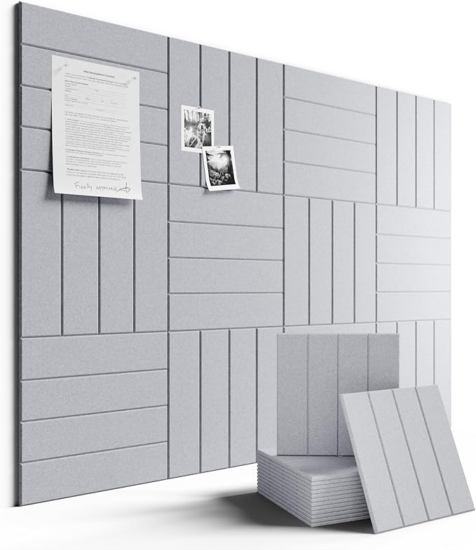 Large Felt Bulletin Board 48" x 36" Cork Board Alternative-12 Pack by FLUXYNARA