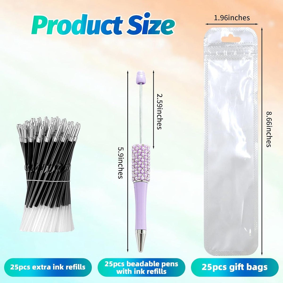 150 Pcs DIY Diamond Beadable Pen Kit - 50 Plastic Rhinestone Beaded Pens Bulk...