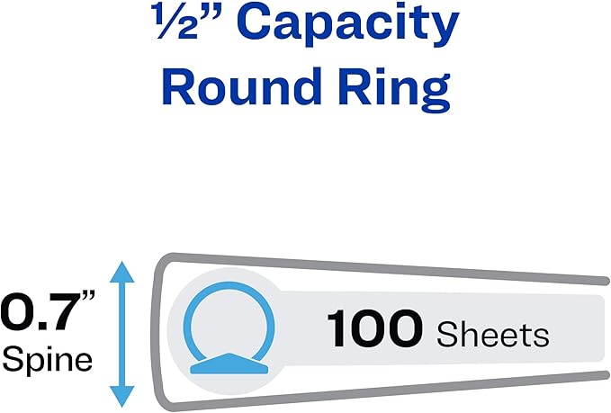 Avery Standard View 3 Ring Binder, 0.5" Round Rings, 100-Sheet Capacity - Image 2