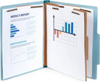Blue Summit Supplies 10 Classification Folders, 1 Divider, Light Blue | Heavy-duty, letter size, 2 in expansion, 2 prong fasteners, 1 divider, for medical and legal files