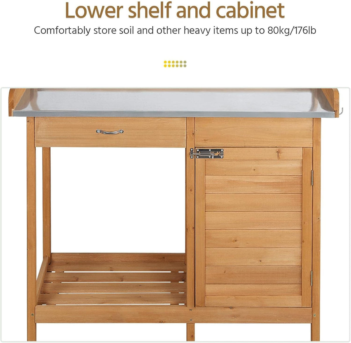 Yaheetech Potting Bench Outdoor Potting Table with Storage,Natural Wood