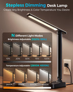led desk lamp with power strip, 3 ac, close-up detail