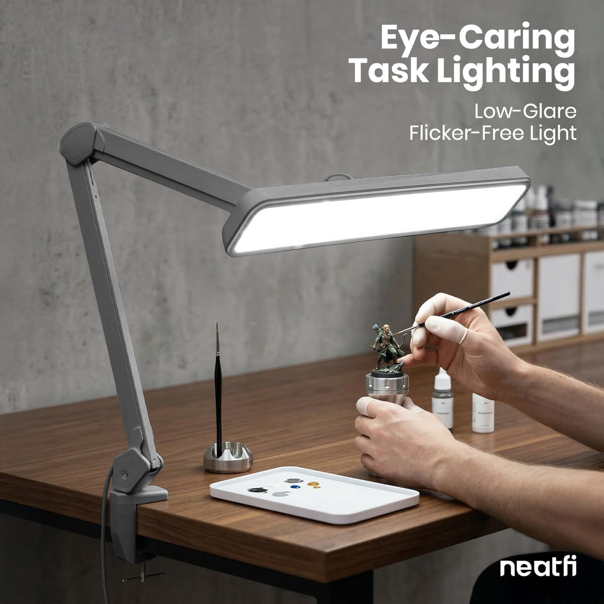Neatfi 2500LM LED Task Lamp w/Clamp, 22-Inch Wide Head, Non-CCT (Silver)