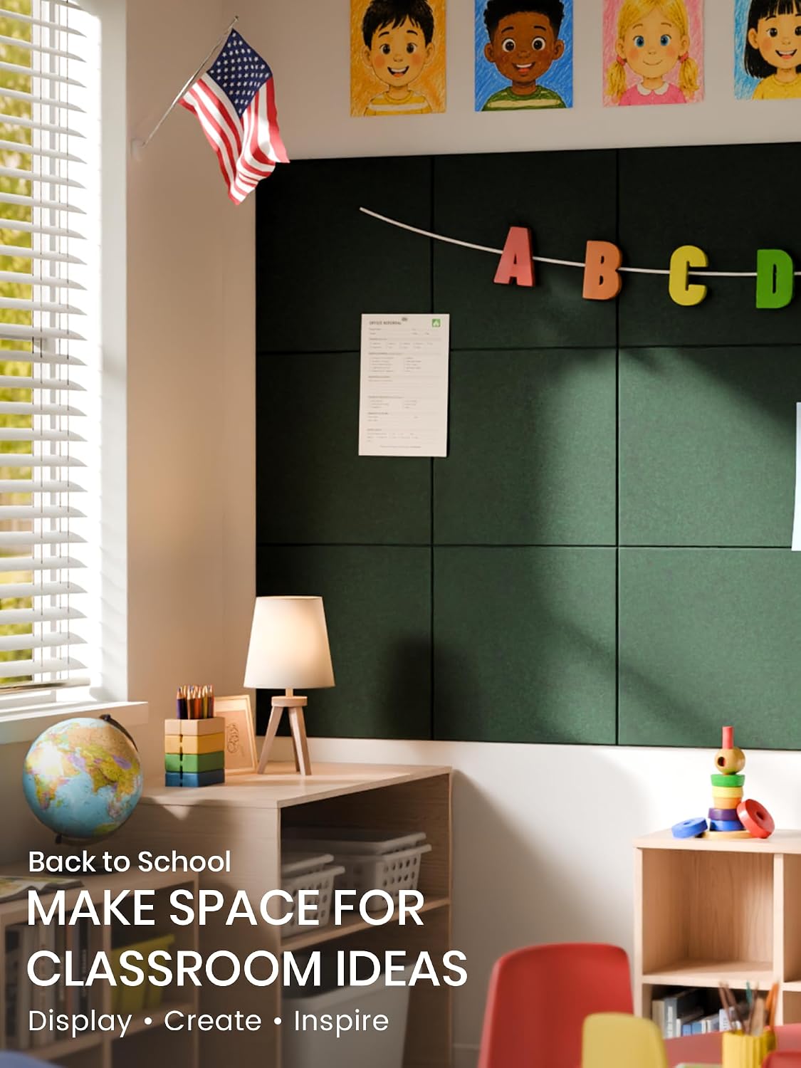 Bumusty 48" x 36" Large Cork Board Alternative, Christmas Green