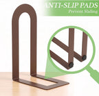 Sanwarm Bookends, 2 Pcs, Metal, for Home Office Desk Shelves Modern Brown | Decorative Book Ends Non-Skid Book Stoppers Holder 1 Pair Gifts for Reading Enthusiasts Library Decor