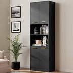 Cozy Castle Kitchen Pantry Cabinet, 4 Doors Open Countertop Utility Hutch by CozyCastle