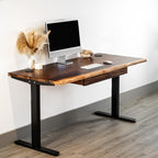 Standing Desk with Drawer – Walnut Solid Wood Desk, Natural Live Edge, - Image 9