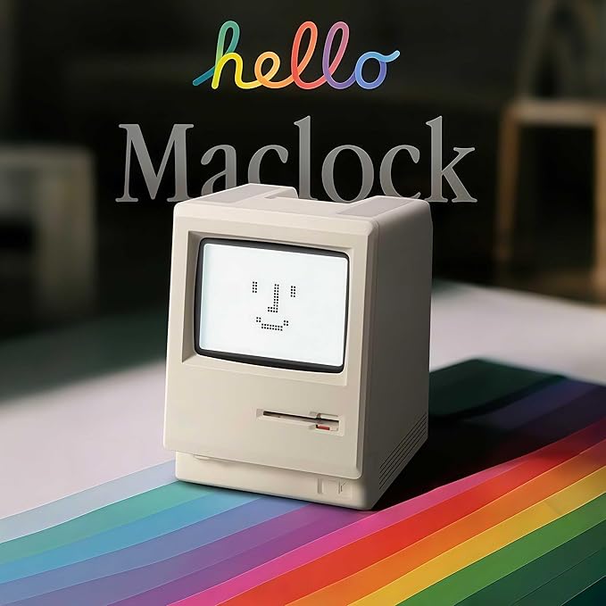 OIJ Maclock Retro Pixel Alarm Clock, 1984 Computer-Inspired USB Desk Clock - Image 2