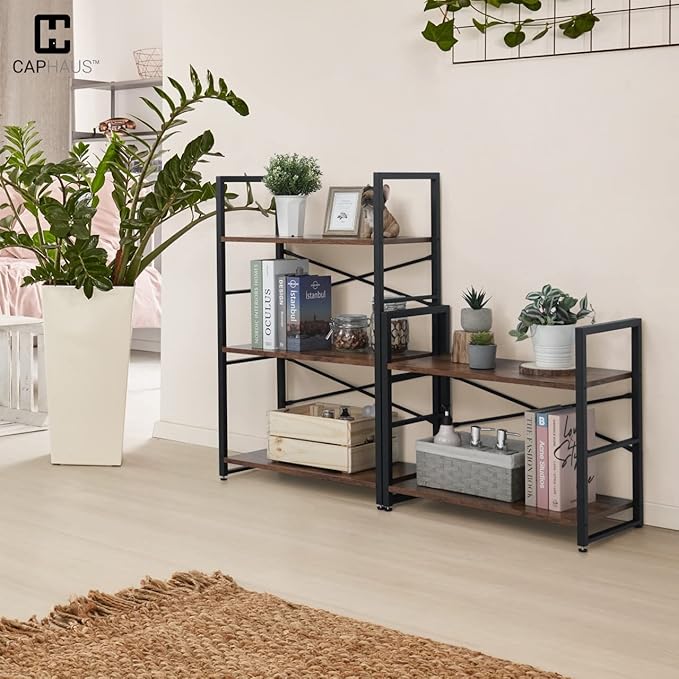 CAPHAUS 2 Tier Small Bookshelf, 24 Inch Width Free Standing Shelf, Bookcase - Image 2