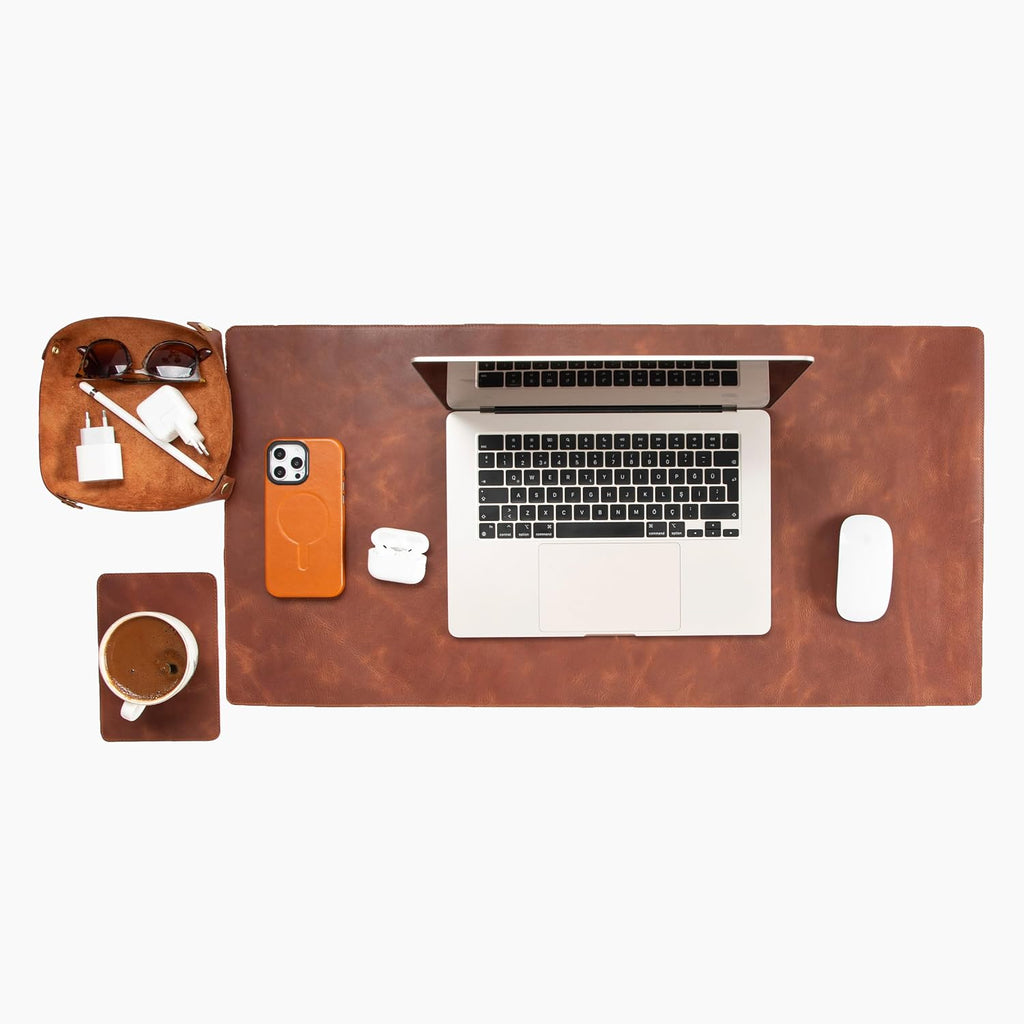 Node Leather - Genuine Leather Desk Mat, Desk Organizer & Cup Coaster - Leather