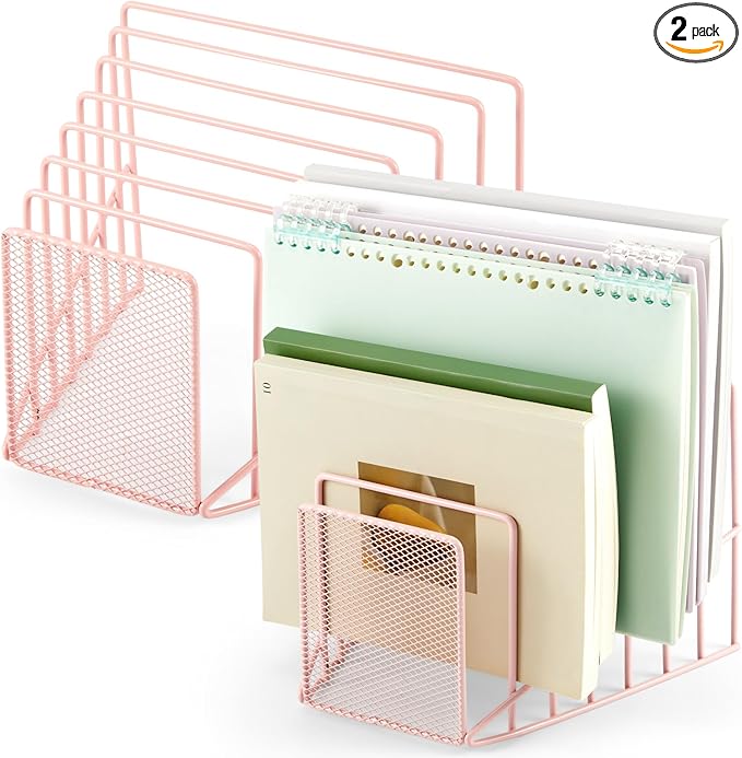 2 Pcs 7 Section Incline File Sorter Metal Wire Mesh File Rack by Chivertion