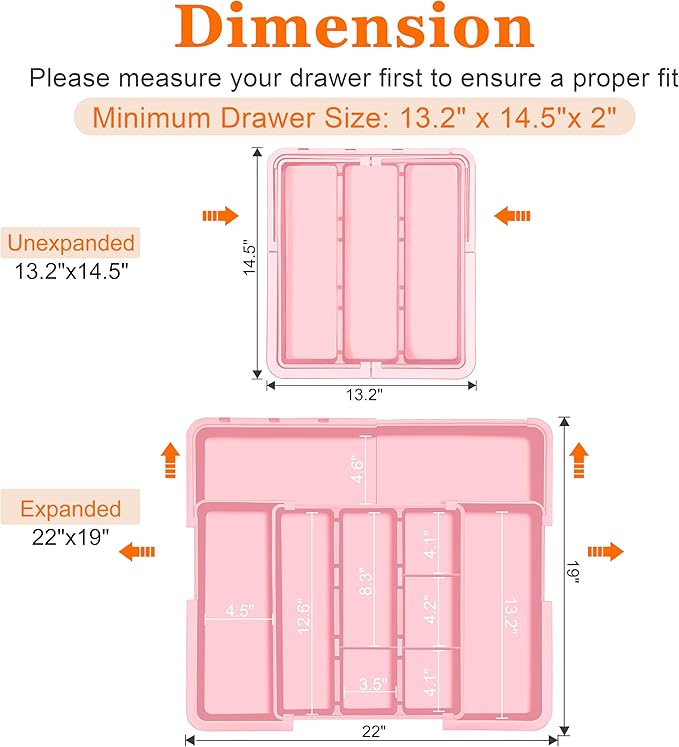 Spaclear Large Utensil Drawer Organizer Expandable Silverware Organizer - Image 4