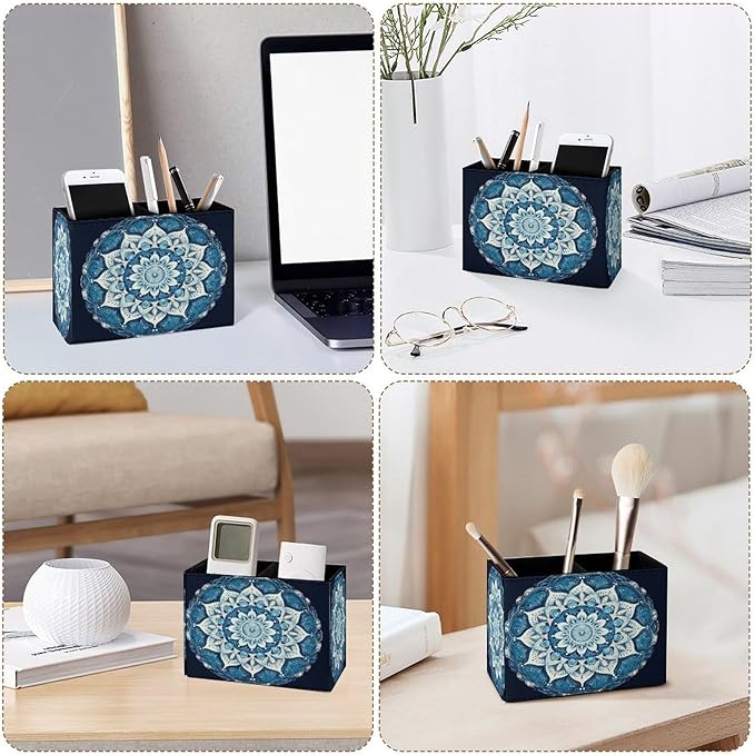 Famame Round Blue Mandala Pencil Holder - Image 3