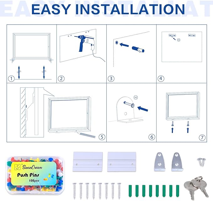 SWANCROWN Enclosed Bulletin Board Grey Felt Displays Boards Weather Resistant - Image 4