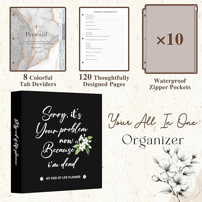 Lanpn End of Life Binder Organizer Death Planner 8.5"x11", Final Wishes & - Image 3