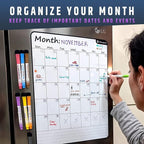 Large Dry-Erase Magnetic Monthly Calendar + Free Bonus: 3 Grocery/to-Do List - Image 2