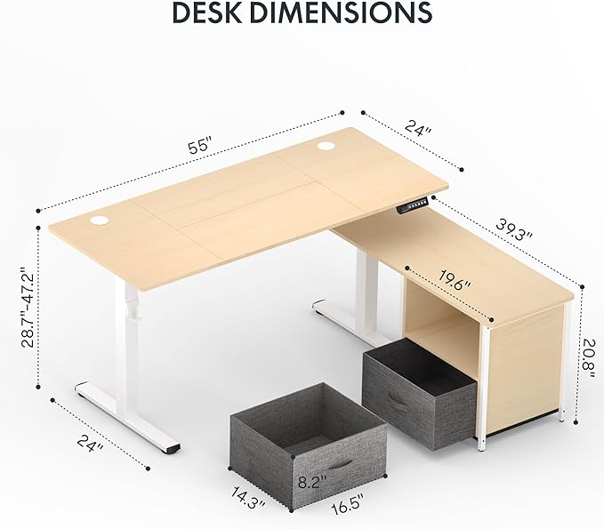 FLEXISPOT 55" L Shaped Standing Desk - Image 2