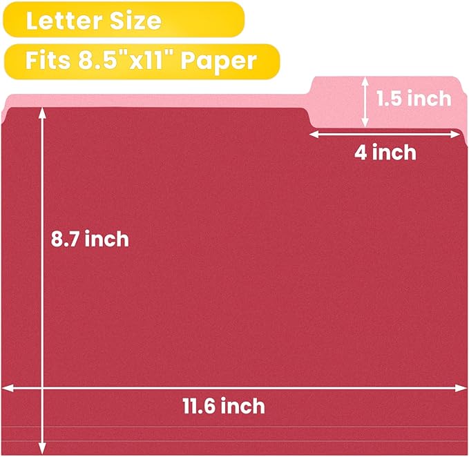 SUNEE File Folders, 30 Pack Manilla Folders 8.5 x 11, Colored File Folder Home - Image 2