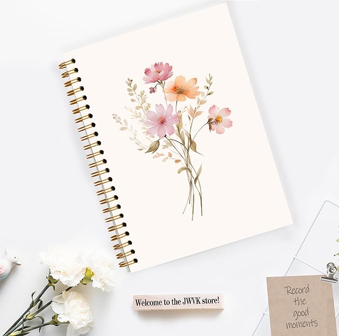 JWVK Rustic Wild Flower Spiral Notebook, Vintage Floral Botanical Notebooks - Image 3