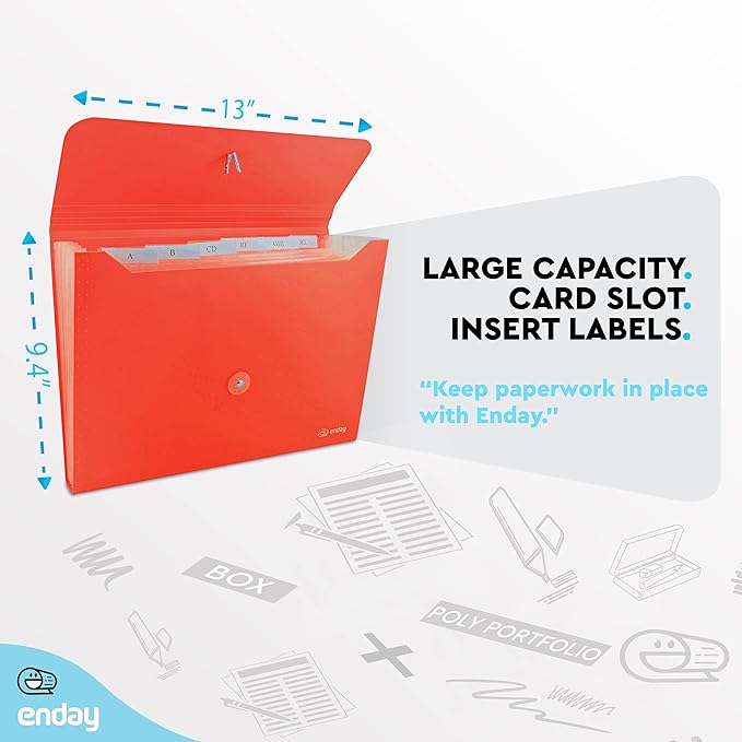 Accordion File Organizer Red, 7 Pocket Expanding File and Cover Folder - Image 5